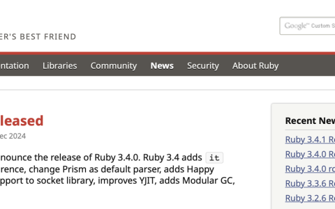 编程语言 Ruby 3.4 正式发布：引入“it”块参数引用方式、模块化垃圾回收机制